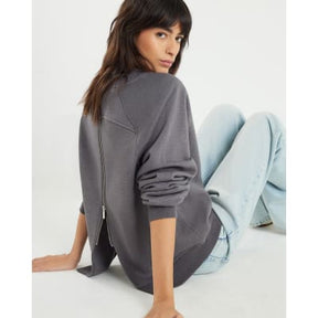 Grey Long Sleeve Zip Back Sweatshirt