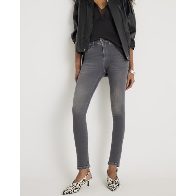 Grey Mid Rise Sculpt Skinny Jeans