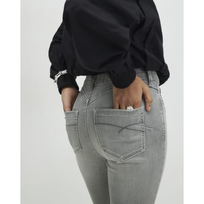 Grey Mid Rise Sculpt Skinny Jeans