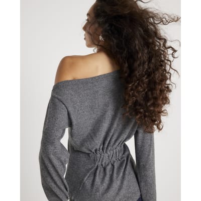Grey Off Shoulder Cosy Top