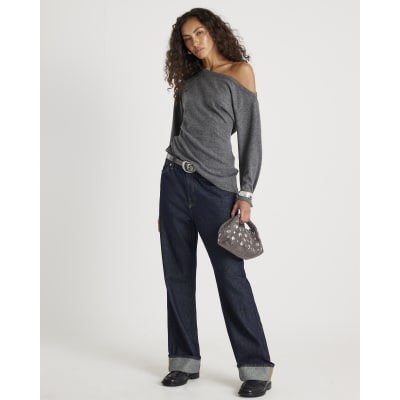 Grey Off Shoulder Cosy Top