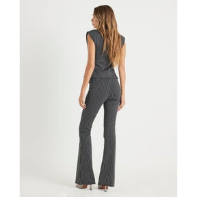 Grey Pinstripe Flared Leg Trousers