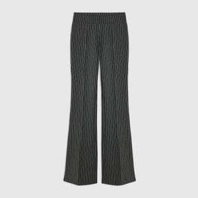 Grey Pinstripe Flared Leg Trousers