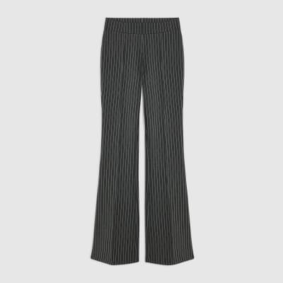 Grey Pinstripe Flared Leg Trousers