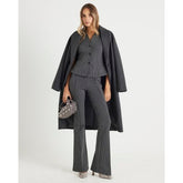 Grey Pinstripe Flared Leg Trousers