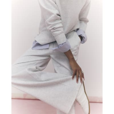 Grey Premium Drawstring Wide Leg Joggers