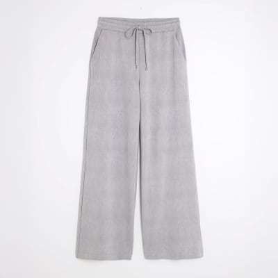 Grey Premium High Waisted Wide Leg Joggers