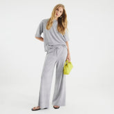 Grey Premium High Waisted Wide Leg Joggers