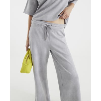 Grey Premium High Waisted Wide Leg Joggers