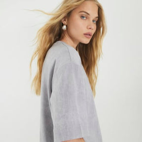 Grey Premium Short Sleeve Boxy Fit T-shirt