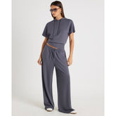 Grey Premium Short Sleeve Hooded Top