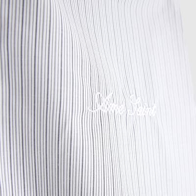 Grey Regular Fit Double Layer Stripe Shirt