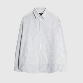 Grey Regular Fit Double Layer Stripe Shirt