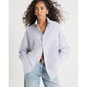 Grey Regular Fit Double Layer Stripe Shirt