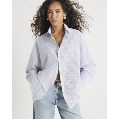 Grey Regular Fit Double Layer Stripe Shirt