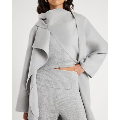 Grey Ribbed Batwing Knitted Set