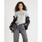 Grey Short Sleeve Bow Diamante T-shirt
