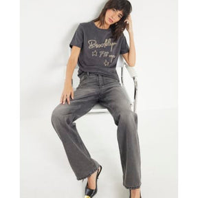 Grey Short Sleeve Brooklyn NYC Beaded T-shirt