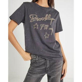 Grey Short Sleeve Brooklyn NYC Beaded T-shirt