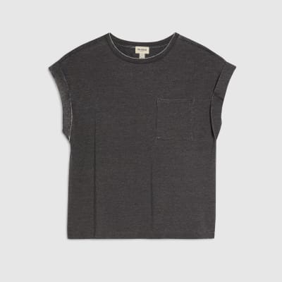 Grey Short Sleeve Burnout Pocket T-shirt