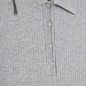 Grey Short Sleeve Button Polo Mini Dress