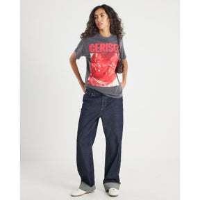 Grey Short Sleeve Cerises Photo Print T-shirt