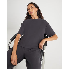 Grey Short Sleeve Cosy Boxy T-Shirt