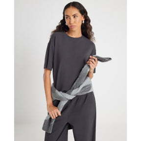 Grey Short Sleeve Cosy Boxy T-Shirt