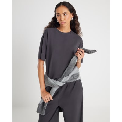 Grey Short Sleeve Cosy Boxy T-Shirt