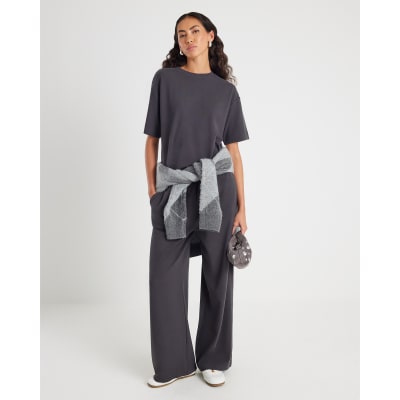 Grey Short Sleeve Cosy Boxy T-Shirt