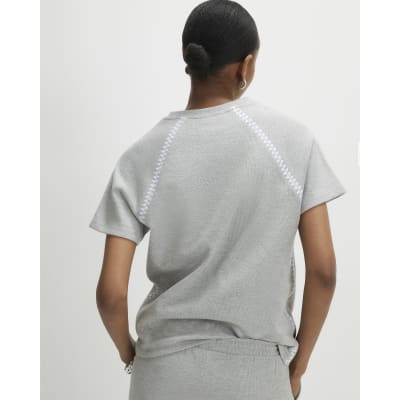 Grey Short Sleeve Cosy Whipstitch T-shirt