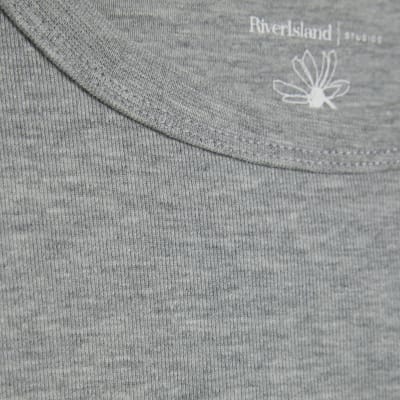 Grey Short Sleeve Cotton Fitted Top