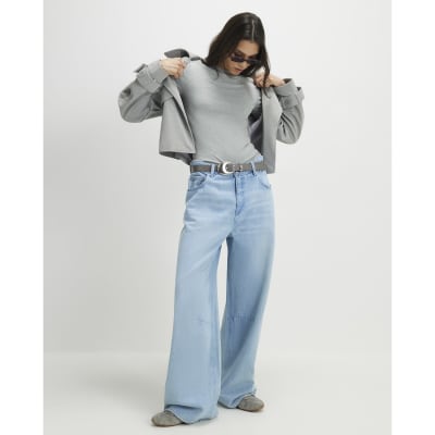 Grey Short Sleeve Cotton Fitted Top