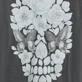 Grey Short Sleeve Diamante Skull T-shirt