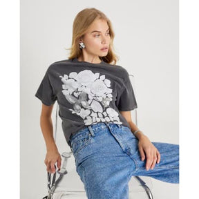Grey Short Sleeve Diamante Skull T-shirt