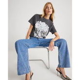 Grey Short Sleeve Diamante Skull T-shirt