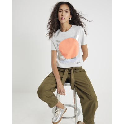 Grey Short Sleeve Foil Circle T-shirt