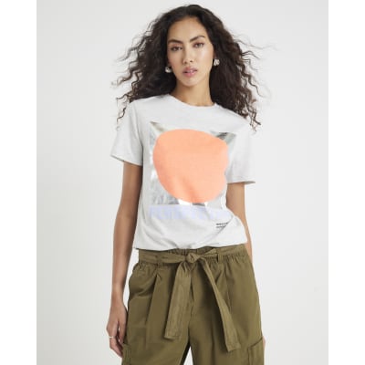 Grey Short Sleeve Foil Circle T-shirt