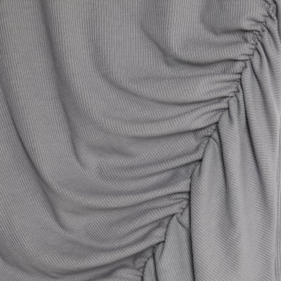 Grey Short Sleeve Gathered Drape Top