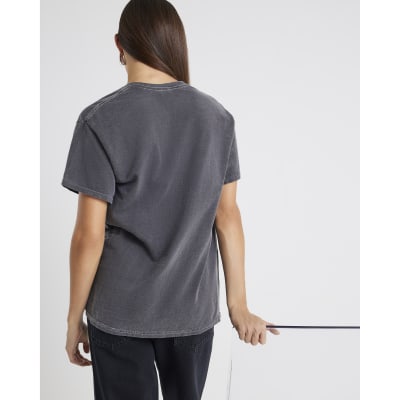Grey Short Sleeve Glitter Scarf T-shirt