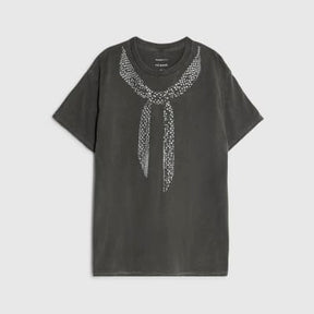 Grey Short Sleeve Glitter Scarf T-shirt
