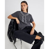 Grey Short Sleeve Glitter Scarf T-shirt