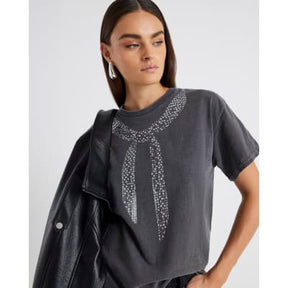 Grey Short Sleeve Glitter Scarf T-shirt