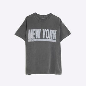 Grey Short Sleeve New York Eyelet T-shirt