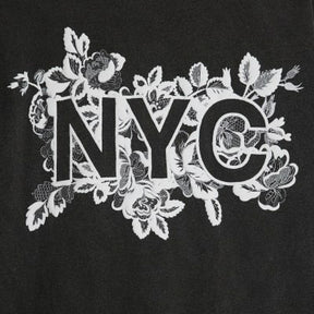 Grey Short Sleeve NYC Lace Print T-shirt