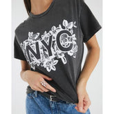 Grey Short Sleeve NYC Lace Print T-shirt