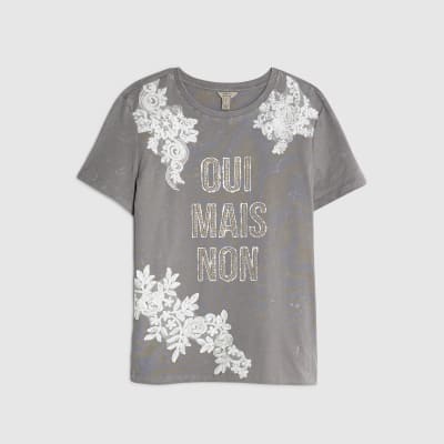 Grey Short Sleeve Oui Mais Non T-shirt