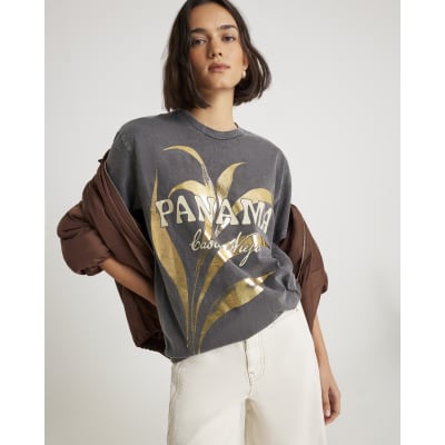 Grey Short Sleeve Panama Foil T-shirt