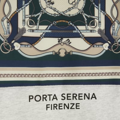 Grey Short Sleeve Scarf Detail T-shirt