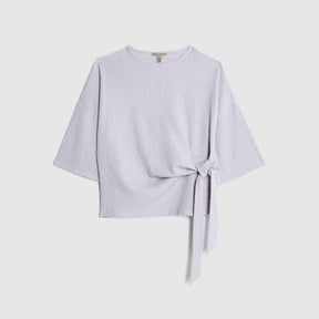 Grey Short Sleeve Textured Tie T-shirt